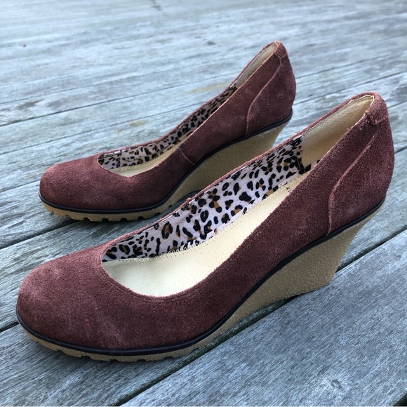 New NWT Kelsi Dagger Brown Suede Rubber Slip On Wedges 7M - Picture 8 of 13